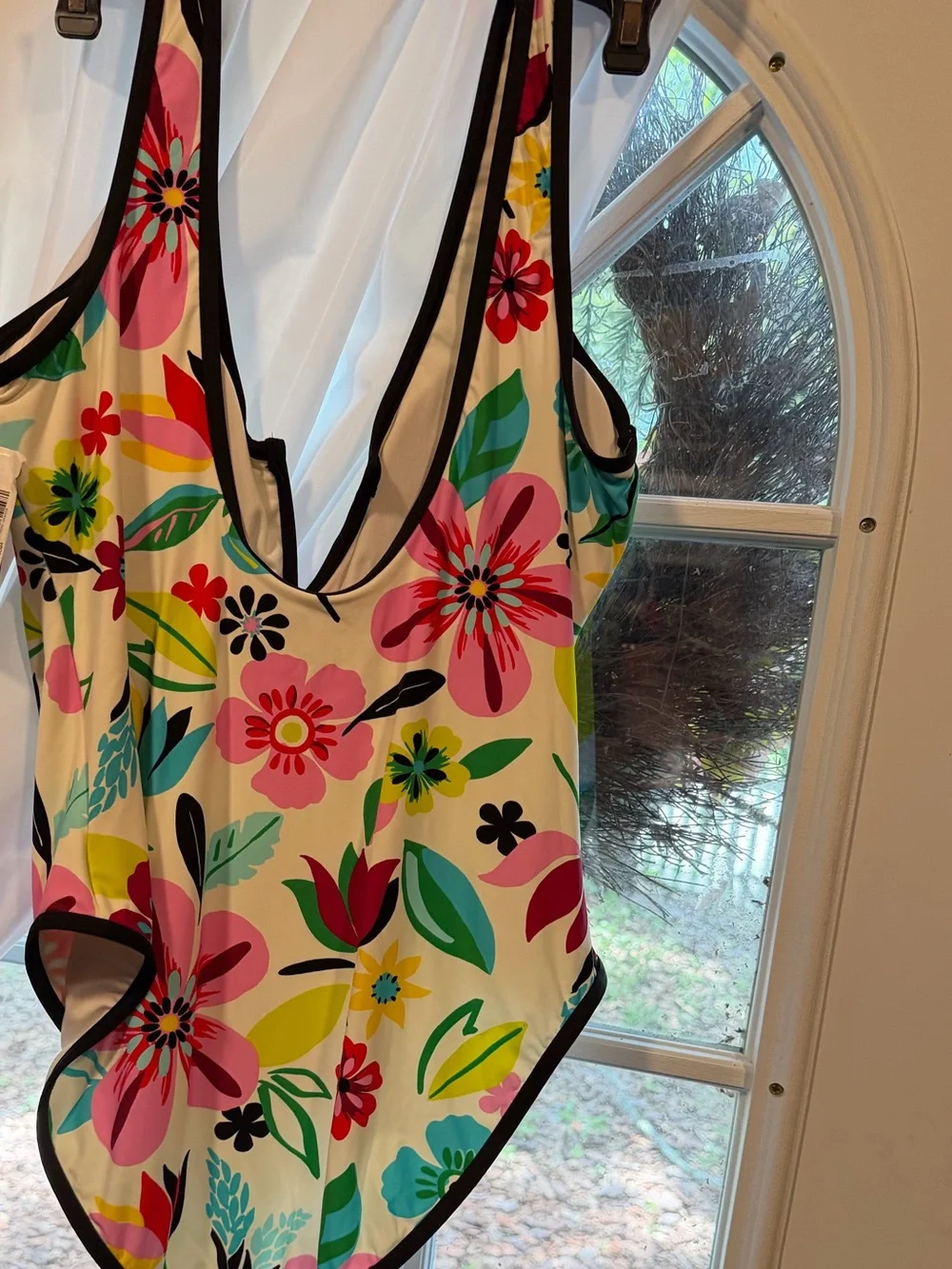 kate spade new york Women XL Multicolor Floral Lined Stretch One Piece Swimsuit